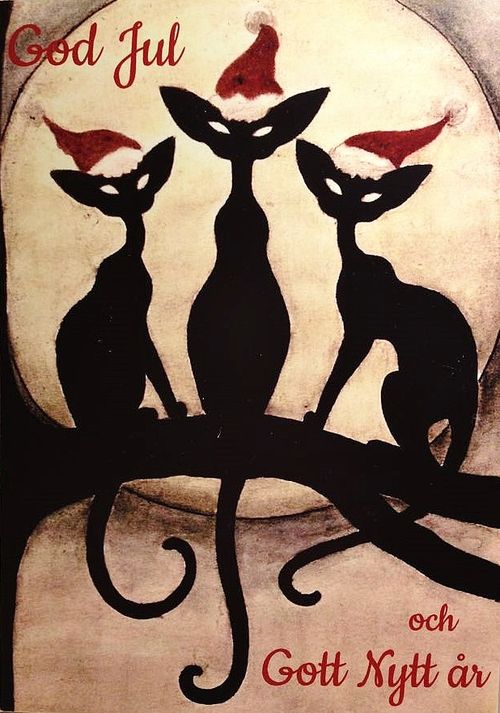Julkort - Tre Katter